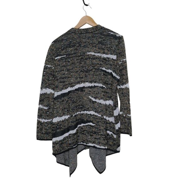 NWT MING WANG XL Black Multicolor Abstract Knit Snap Button Artsy Cardigan - Picture 4 of 10